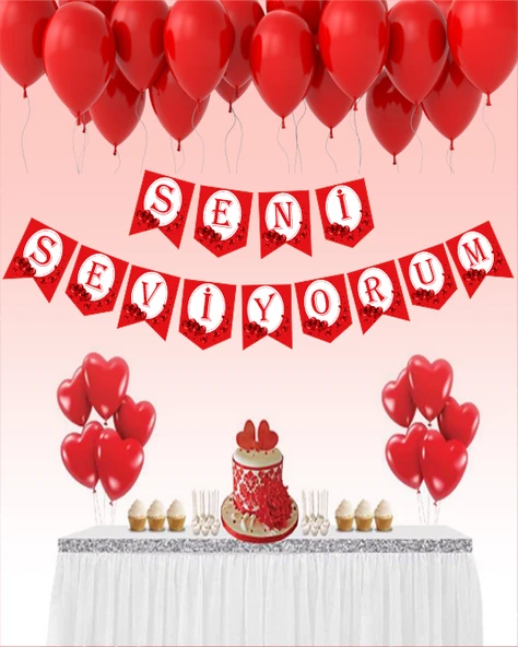 Seni Seviyorum Temalı Uzar Yazı Banner ürün görseli 1