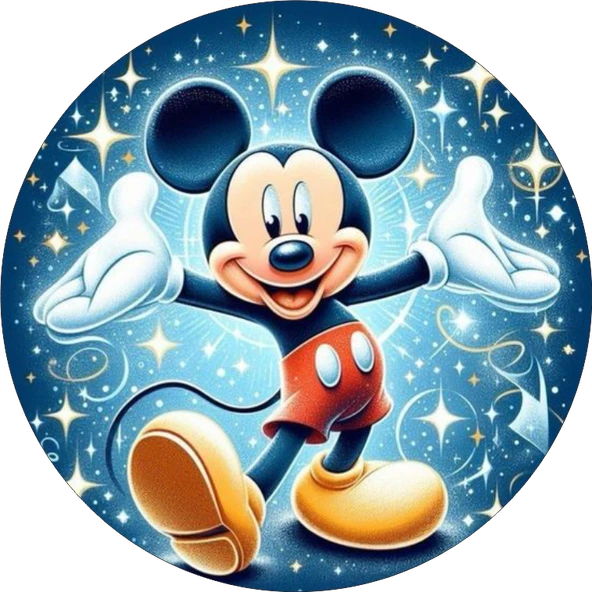 Mickey Mouse Yuvarlak Pasta Yenilebilir Resim Baskı 20 cm ürün görseli