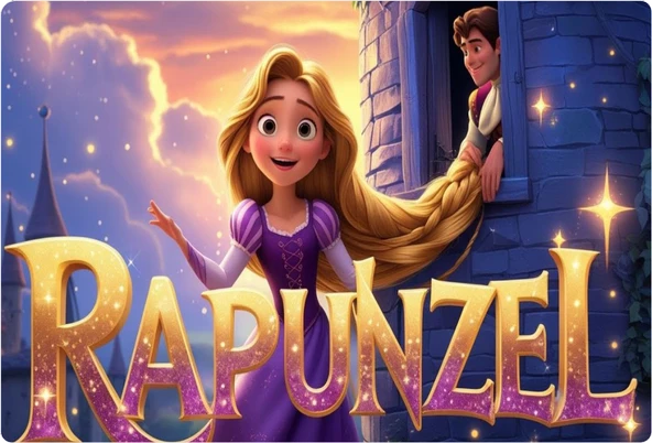 Rapunzel Tayfa Dikdörtgen Pasta Yenilebilir Resim Baskı 28*19 cm ürün görseli