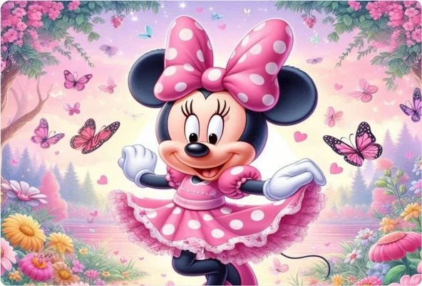 Minnie Mouse Dikdörtgen Pasta Yenilebilir Resim Baskı 28*19 cm ürün görseli