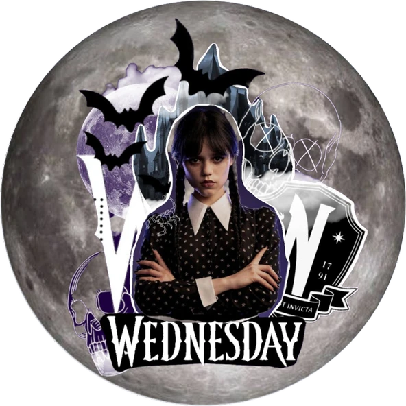 Wednesday Yuvarlak Pasta Yenilebilir Resim Baskı 20 cm ürün görseli