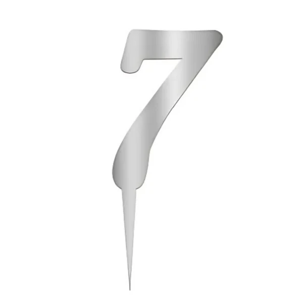 7 Rakam Gümüş Pleksi Pasta Süsü 7 cm ürün görseli