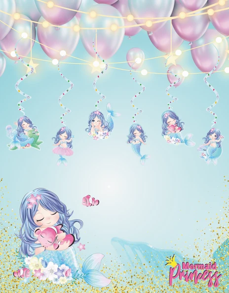 Deniz Kızı Temalı 3D Tavan Sarkıt 6 lı ürün görseli 1