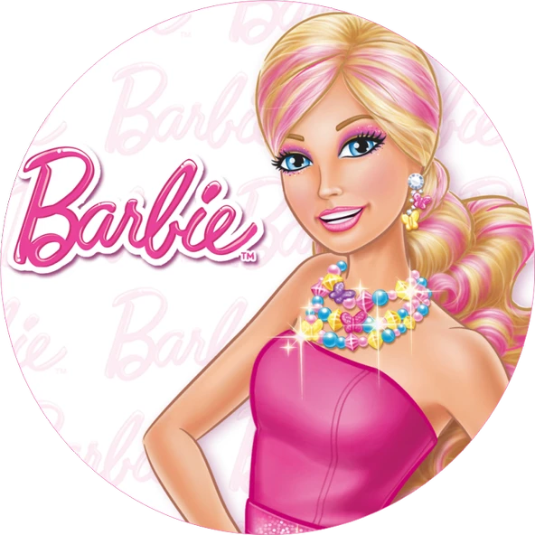 Barbie Yuvarlak Pasta Yenilebilir Resim Baskı 20 cm ürün görseli 1