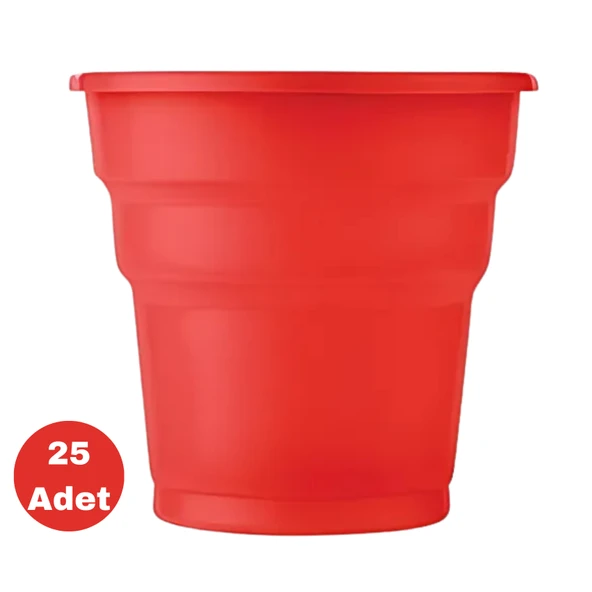 Kırmızı Plastik Bardak 25 Adet ürün görseli 1