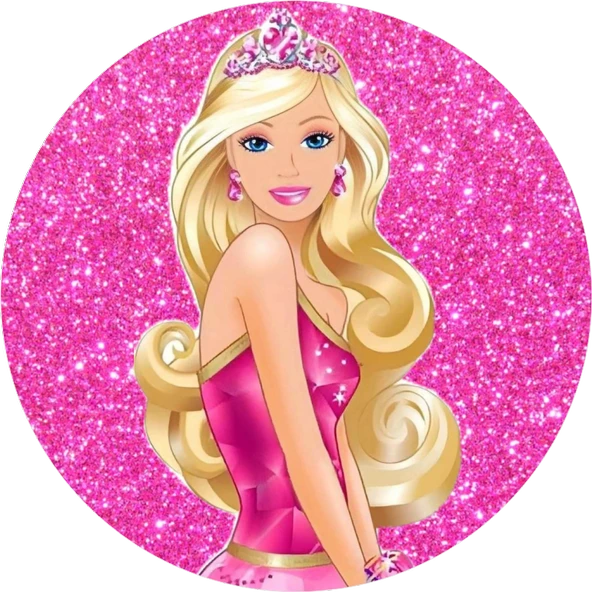 Barbie Yuvarlak Pasta Yenilebilir Resim Baskı 20 cm ürün görseli 1