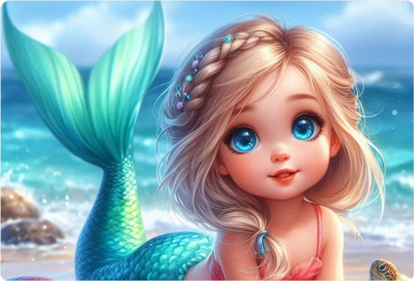 Deniz Kızı Dikdörtgen Pasta Yenilebilir Resim Baskı 28*19 cm ürün görseli