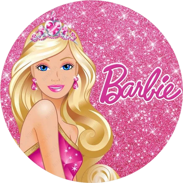 Barbie Yuvarlak Pasta Yenilebilir Resim Baskı 20 cm ürün görseli 1
