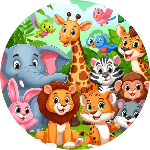 Safari Yuvarlak Pasta Yenilebilir Resim Baskı 20 cm ürün görseli