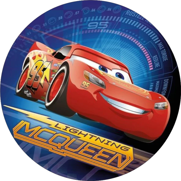 Cars Yuvarlak Pasta Yenilebilir Resim Baskı 20 cm ürün görseli