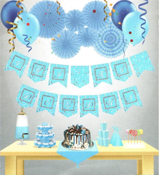 İyiki Doğdun Mavi Temalı Uzar Yazı Banner ürün görseli 1