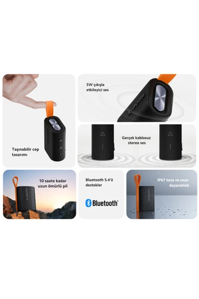 Xiaomi Siyah S28D 5W IP67 Taşınabilir Bluetooth Hoparlör Resmi Distribütör Garantili 10+ Saat 2 Yıl - 7