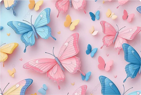 Kelebek Dikdörtgen Pasta Yenilebilir Resim Baskı 28*19 cm ürün görseli