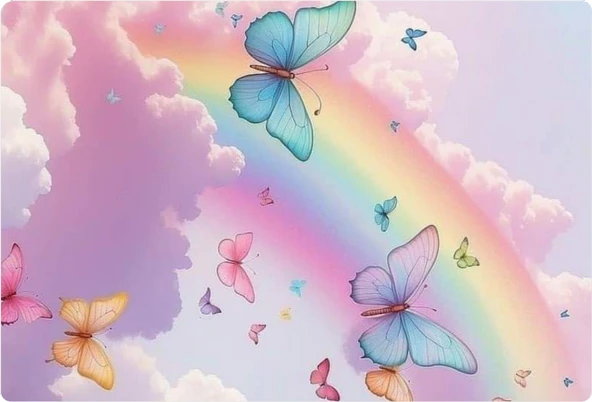 Kelebek Dikdörtgen Pasta Yenilebilir Resim Baskı 28*19 cm ürün görseli