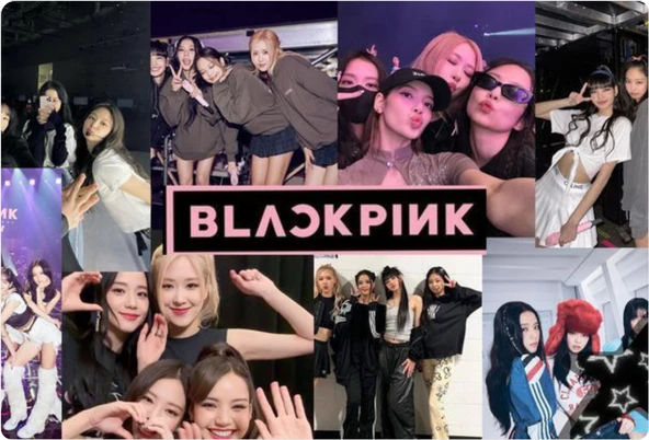 Black Pink Dikdörtgen Pasta Yenilebilir Resim Baskı 28*19 cm ürün görseli