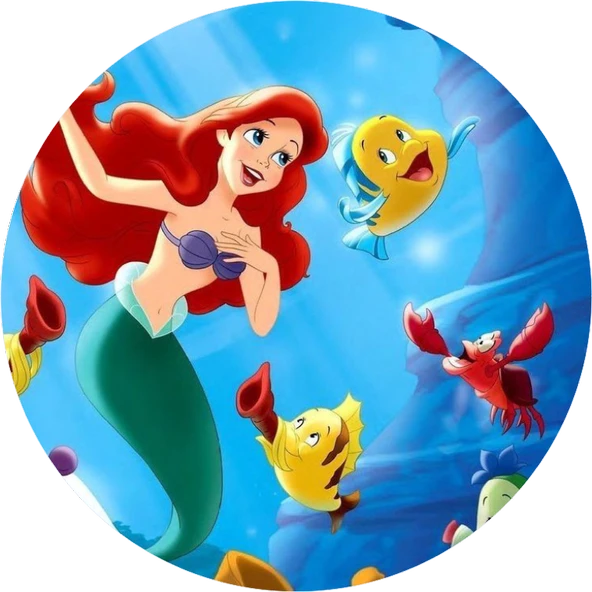 Deniz Kızı Yuvarlak Pasta Yenilebilir Resim Baskı 20 cm ürün görseli