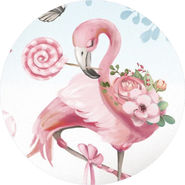 Flamingo Yuvarlak Pasta Yenilebilir Resim Baskı 20 cm ürün görseli