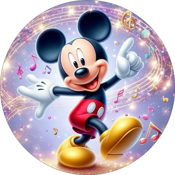 Mickey Mouse Yuvarlak Pasta Yenilebilir Resim Baskı 20 cm ürün görseli