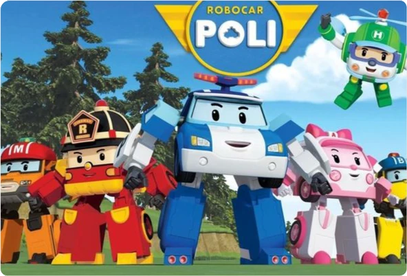 Robocar Poli Dikdörtgen Pasta Yenilebilir Resim Baskı 28*19 cm - 1