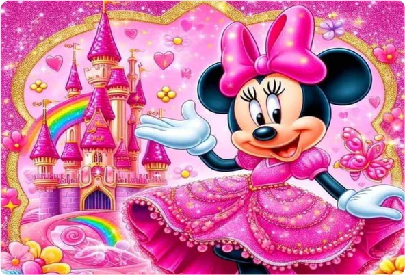 Minnie Mouse Dikdörtgen Pasta Yenilebilir Resim Baskı 28*19 cm ürün görseli