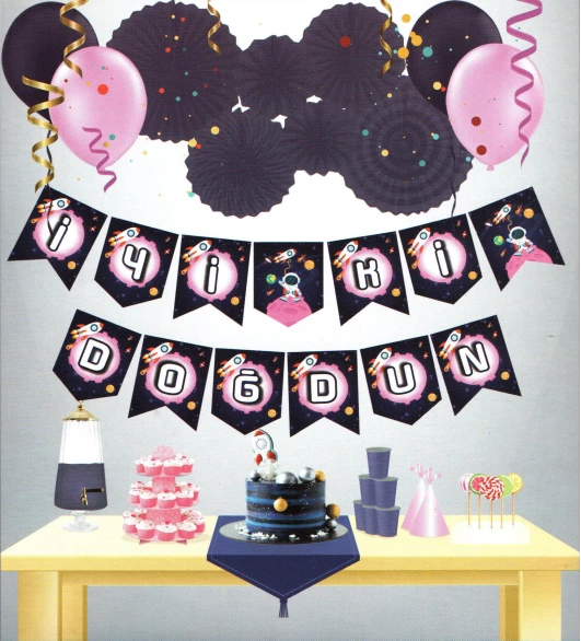 Uzay Temalı Uzar Yazı Banner ürün görseli 1