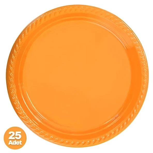 Turuncu Plastik Tabak 25 Adet ürün görseli 1