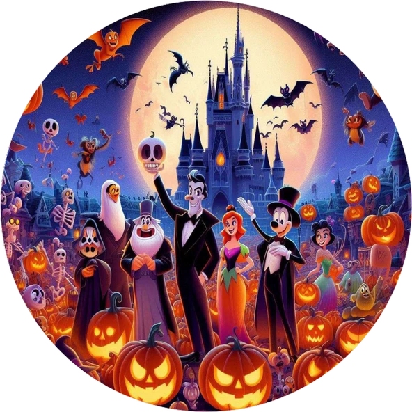 Hallowen Yuvarlak Pasta Yenilebilir Resim Baskı 20 cm ürün görseli