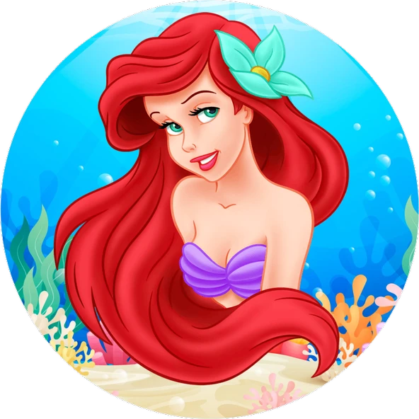 Deniz Kızı Yuvarlak Pasta Yenilebilir Resim Baskı 20 cm ürün görseli