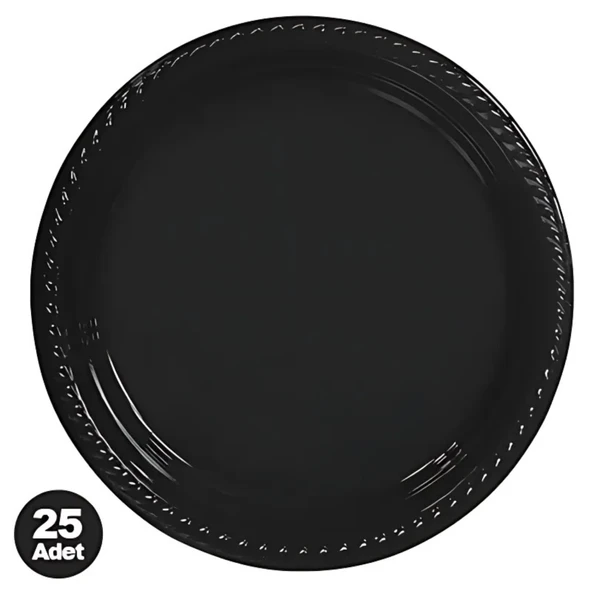 Siyah Plastik Tabak 25 Adet ürün görseli 1