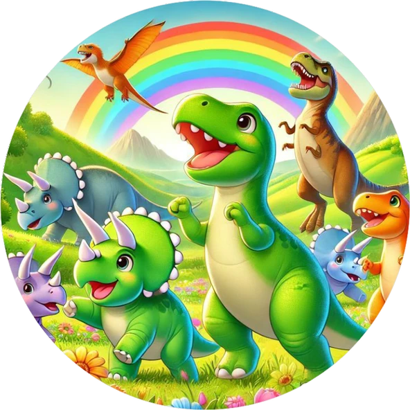 Dinazor Yuvarlak Pasta Yenilebilir Resim Baskı 20 cm ürün görseli