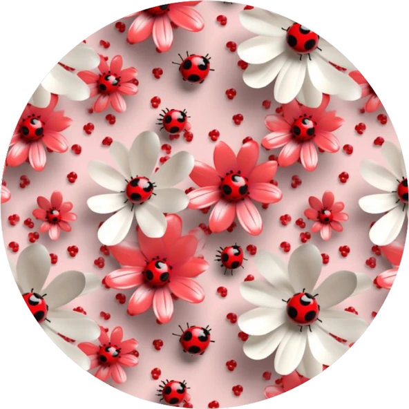 Uğur Böceği Yuvarlak Pasta Yenilebilir Resim Baskı 20 cm ürün görseli