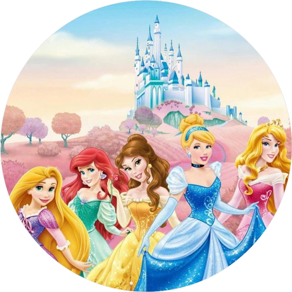 Prenses Yuvarlak Pasta Yenilebilir Resim Baskı 20 cm ürün görseli