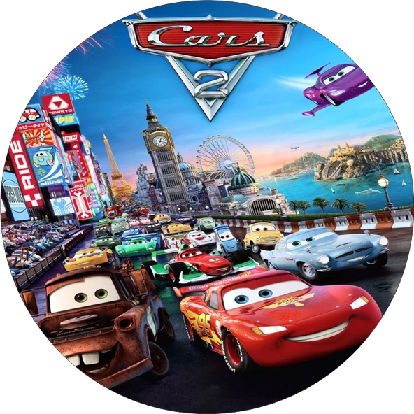 Cars Yuvarlak Pasta Yenilebilir Resim Baskı 20 cm ürün görseli