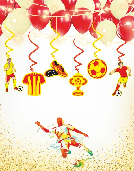 Sarı Kırmızı Taraftar Temalı 3D Tavan Sarkıt 6 lı ürün görseli 1