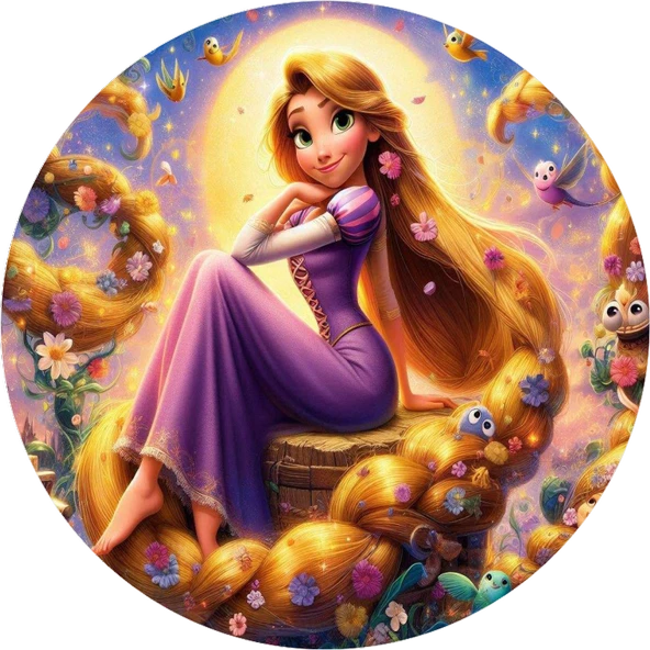 Rapunzel Yuvarlak Pasta Yenilebilir Resim Baskı 20 cm ürün görseli