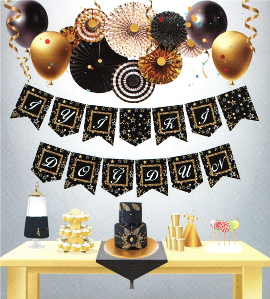 İyiki Doğdun Siyah Temalı Uzar Yazı Banner ürün görseli 1