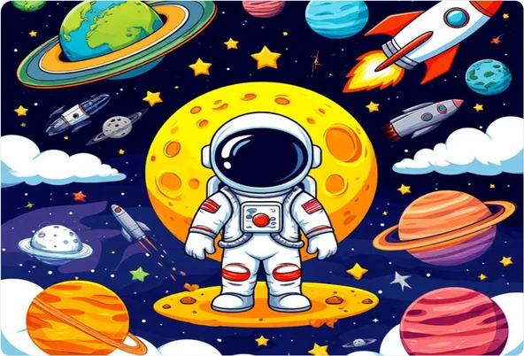 Uzay Dikdörtgen Pasta Yenilebilir Resim Baskı 28*19 cm ürün görseli