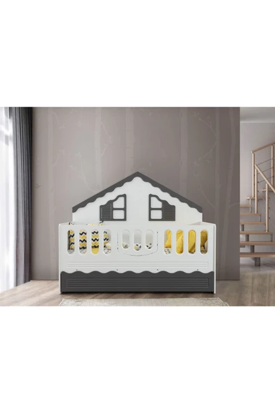 Güven Mobilya  Montessöri 90*190 Yavru Yataklı Beyaz / Gri - 3