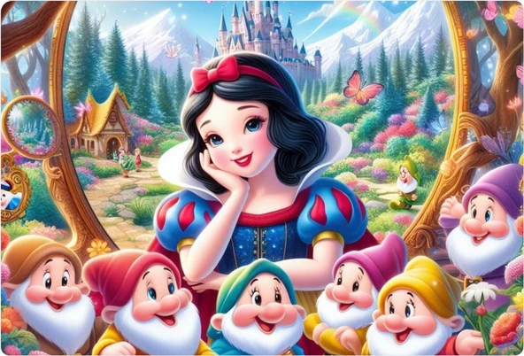 Pamuk Prenses Dikdörtgen Pasta Yenilebilir Resim Baskı 28*19 cm ürün görseli