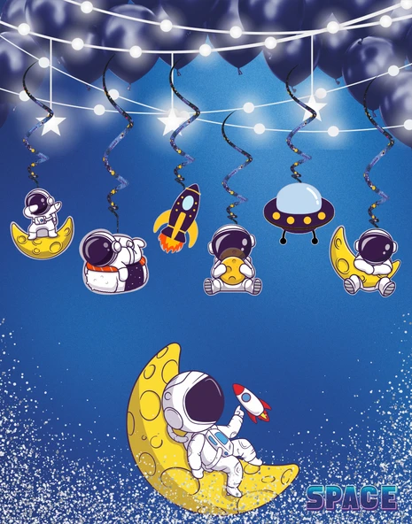 Uzay Temalı 3D Tavan Sarkıt 6 lı ürün görseli 1