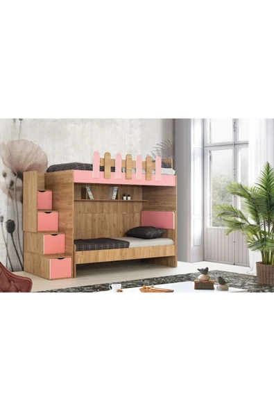 Güven Mobilya  90*90 Okyanus Ceviz / Pembe Karyola Çalışma Masa Kiwi Ranza - 2