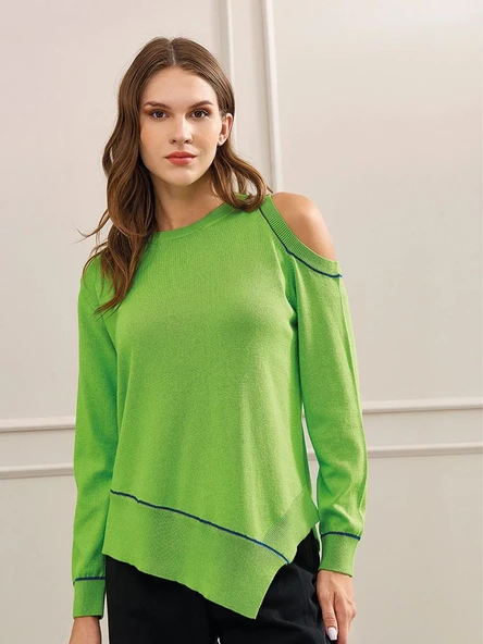 KOL UCU VE ETEK UCU ŞERİT DETAYLI TRİKO ürün görseli 1