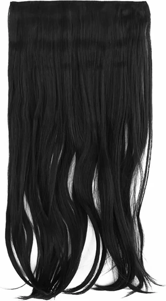 Caş Dekorasyon Isıya Dayanıklı Yarımay Çıt Çıt Saç-1b-Siyah-Dalgalı-60 CM-110 gr - 3