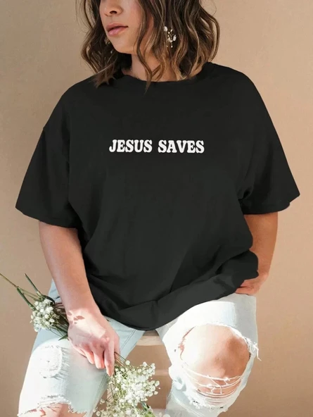 Baskılı Kadın T-shirt - Siyah - 2