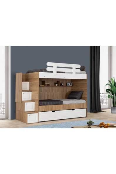 Güven Mobilya  90*190 Ceviz / Beyaz 3 Yataklı Okyanus Membran Kiwi Ranza - 2