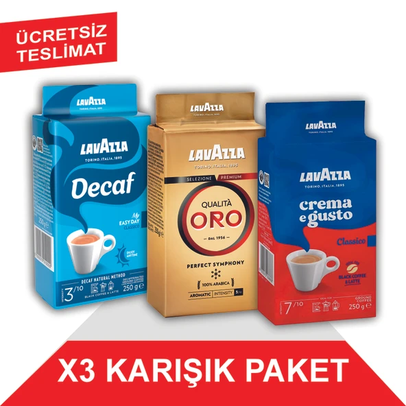 Lavazza Decaf My Easy Day Classico + Qualita Oro + Crema e Gusto Filtre Kahve (250gr) 3'Lü Paket