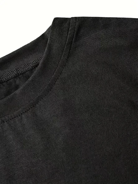 fiyonk Ön Arka baskılı siyah oversize unisex Kısa Kol t-shirt- Siyah - Resim 4