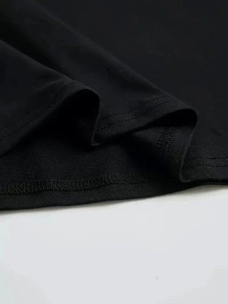 Büyük Boy Ayıcık Baskılı Bisiklet Yaka T-Shirt, İlkbahar & Yaz İçin Rahat Kısa Kollu T-Shirt, Kadın Giyim - Siyah - Resim 4