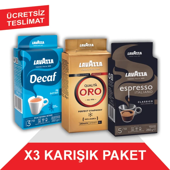 Lavazza Decaf My Easy Day Classico + Qualita Oro + Espresso Classico Italiano Filtre Kahve (250gr) 3'Lü Paket