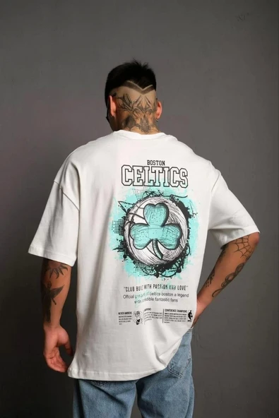 Erkek Sırt Baskılı T-shirt - Beyaz - Resim 3